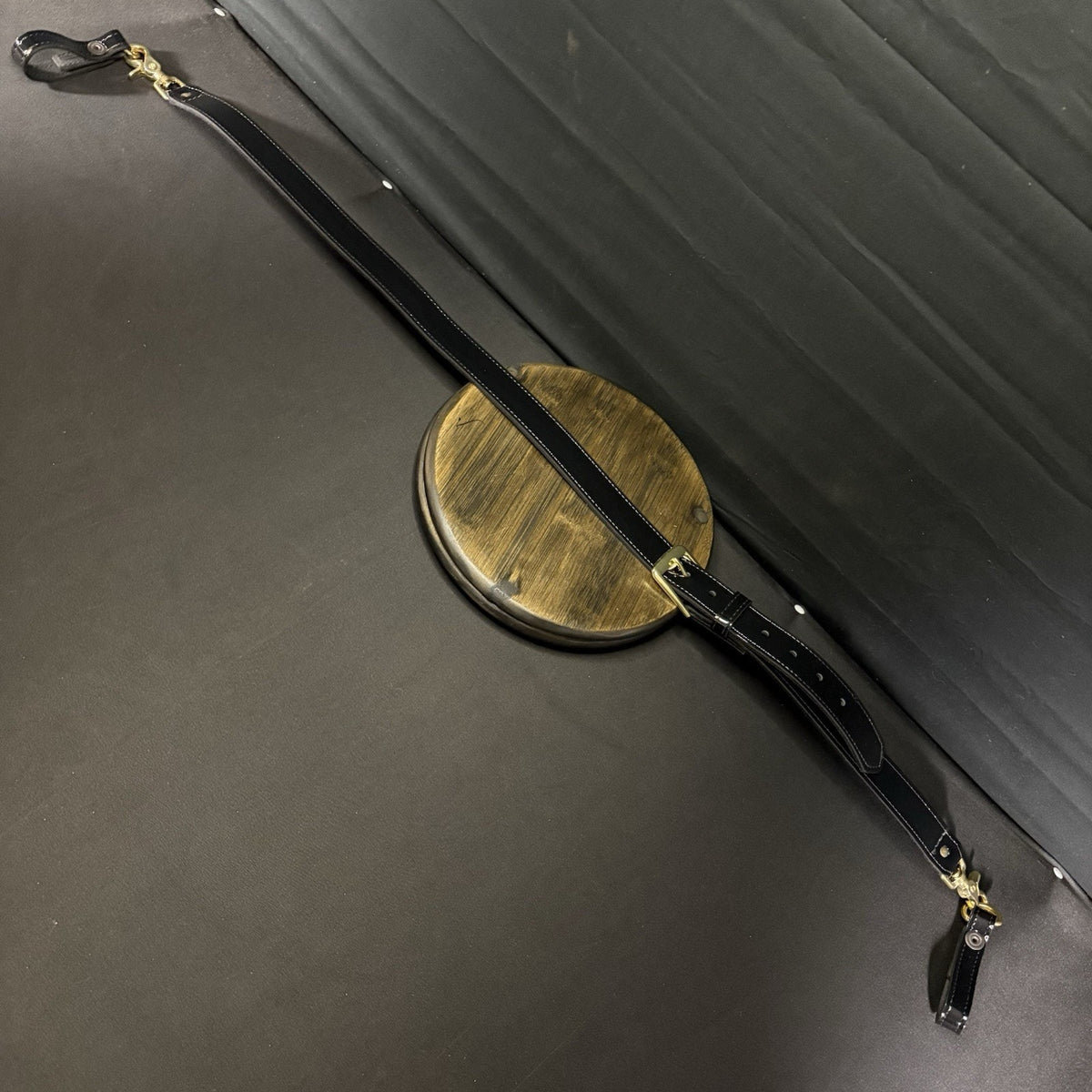Boston Leather Sam Browne Shoulder Strap Black Hi-Gloss Brass Rings Model 6511