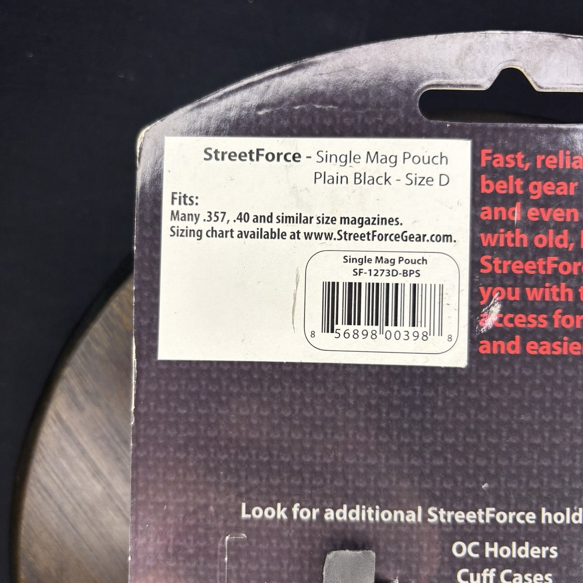 Street Gear Rapid Deployment 9mm Magazine Pouch, Spring Loaded .40, .357