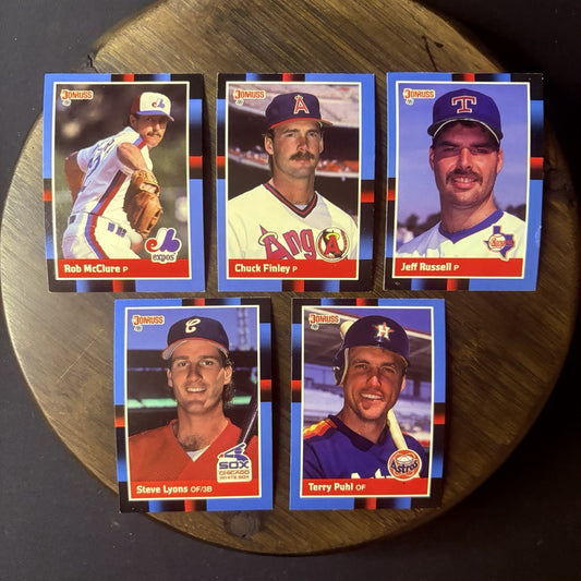 Donruss 1988 High Grade Cards #529, #530, #531, #532, #533 MLB Baseball (Lot 5)