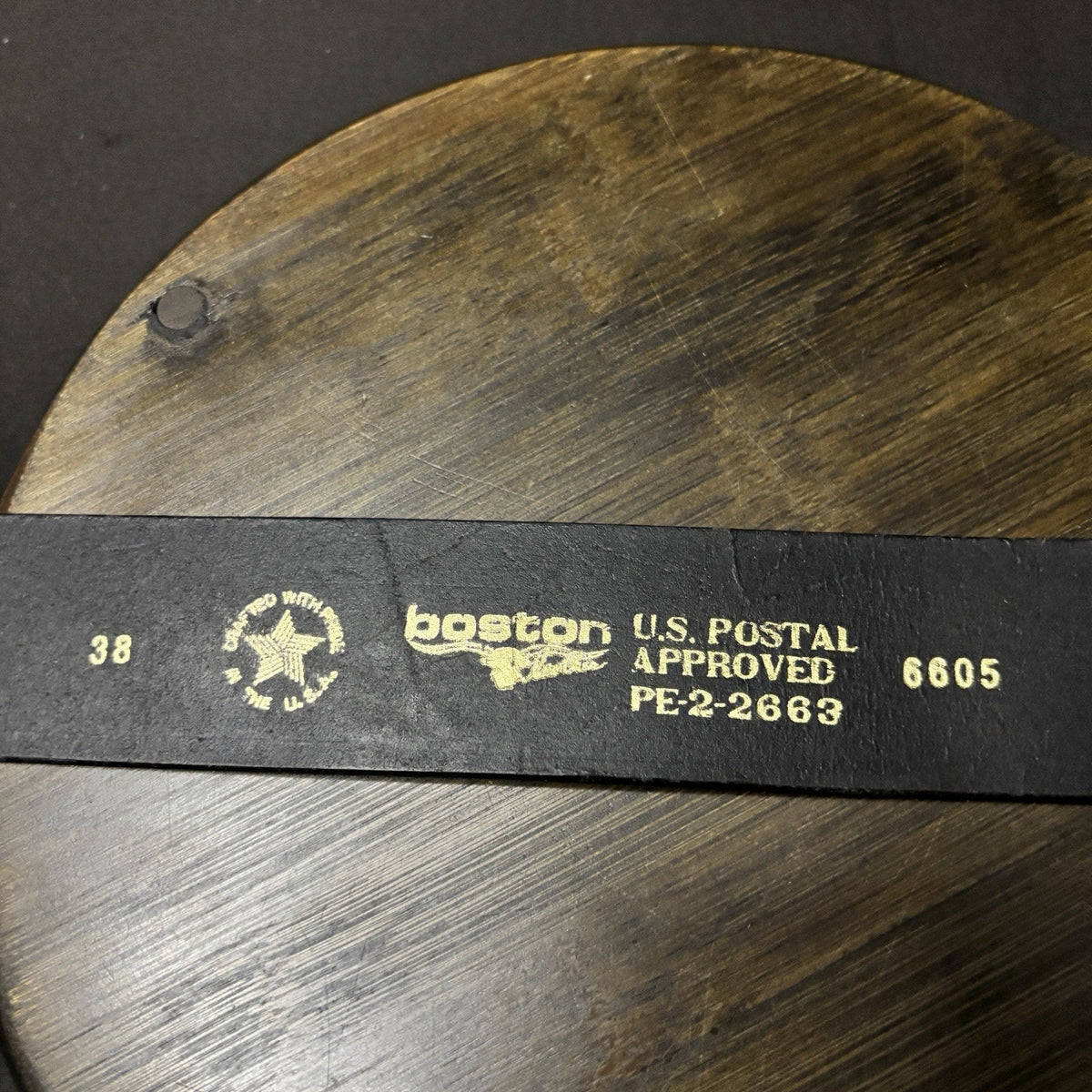 Boston Leather US Postal Approved Belt Size 38" Plain Black 1.75" 6605 PE-2-2663