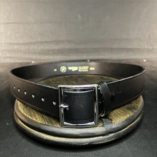 Boston Leather US Postal Approved Belt Size 38" Plain Black 1.75" 6605 PE-2-2663
