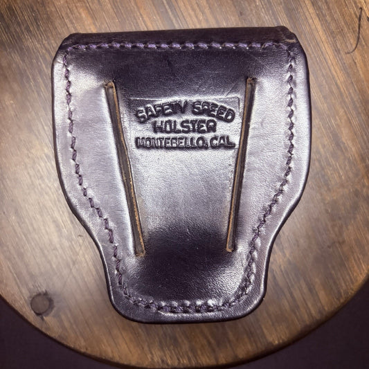 Safety Speed Handcuff Case/ Holster Leather Basket Weave Chrome Snap Made In USA