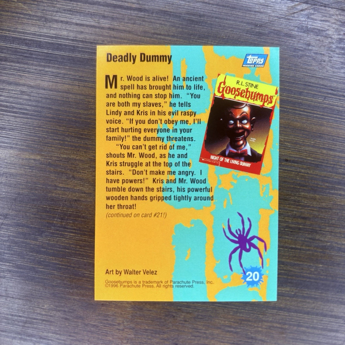 1996 Topps Goosebumps #20 Deadly Dummy High Grade Topps Trading Card, See Photos