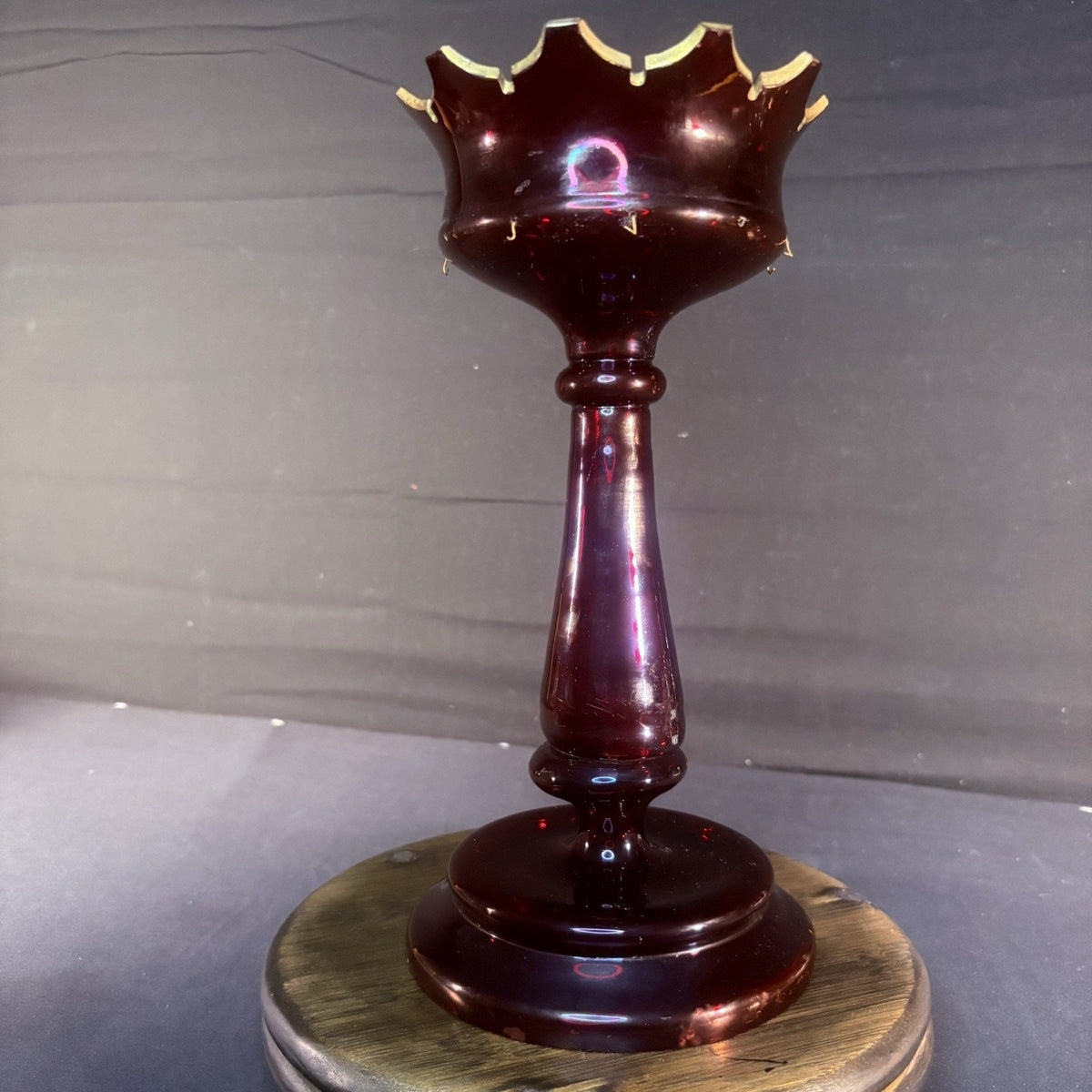 19th Century Bohemian Ruby Glass Mantle Luster 1860-1880 12" Tall 6" Diameter