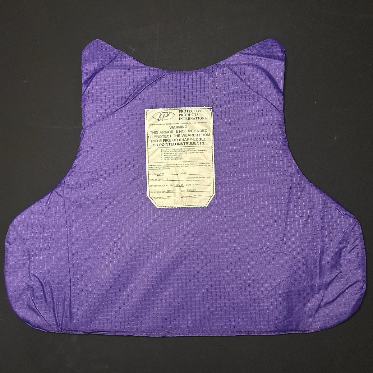 PPI Bullet Proof Vest Size XL Level II (2) Ballistic Concealable Vest