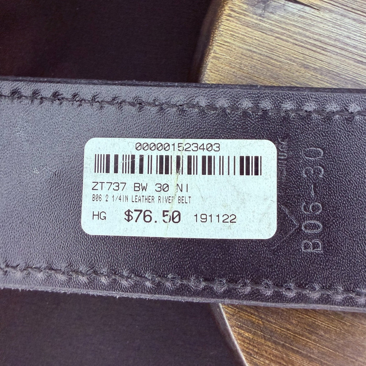Aker River Belt Size 30" Black Basketweave Leather Duty Work Belt 2.25" Wide
