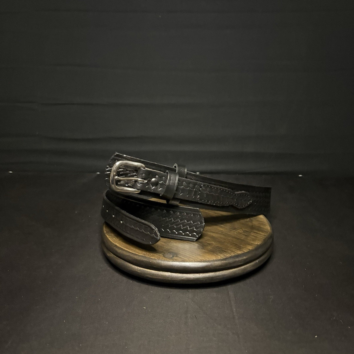 G&G Off Duty Belt Size 30" Long 1.75" Wide Black Basketweave Leather