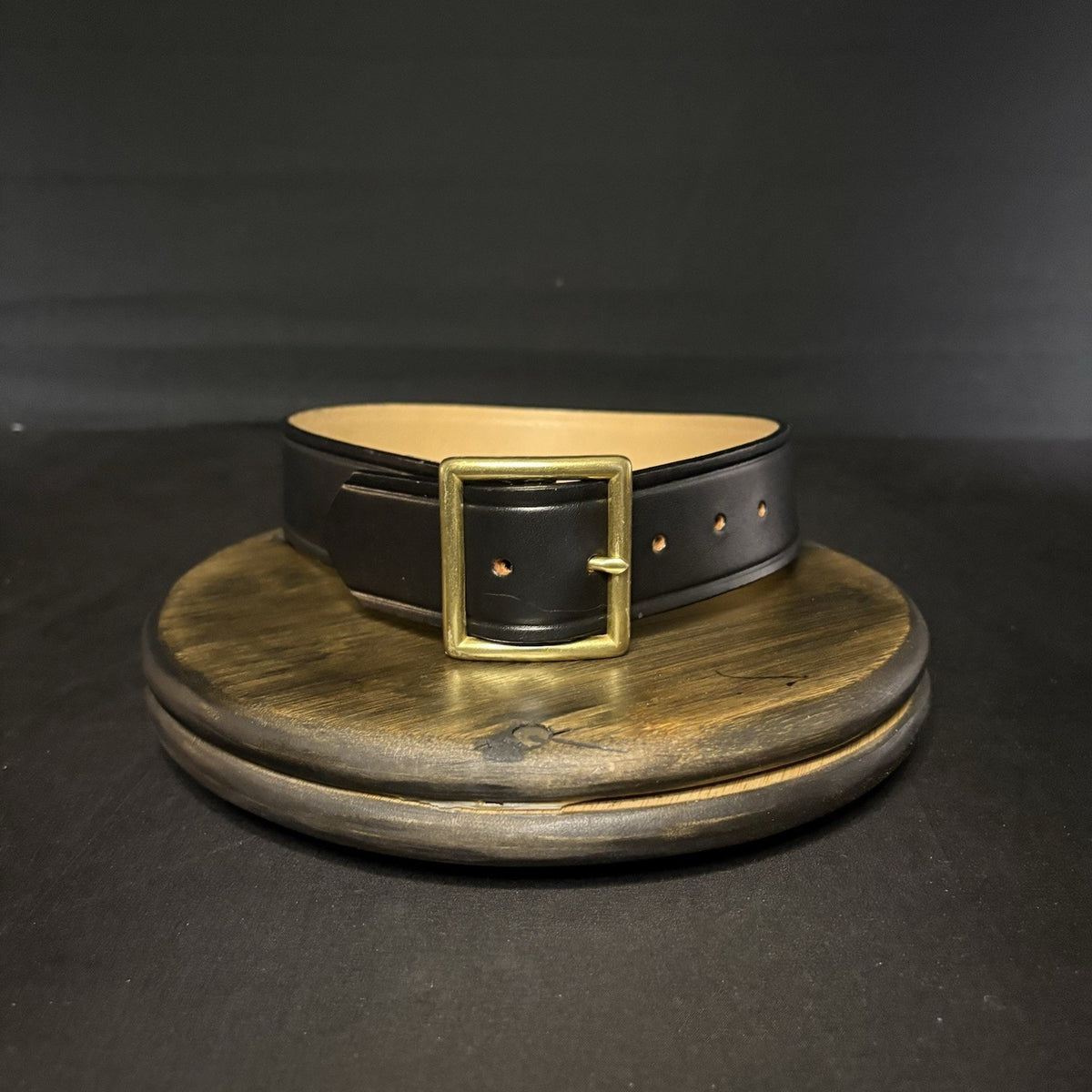 DutyMan Government Duty Belt Size 24” Plain Black Leather Brass Buckle 1611