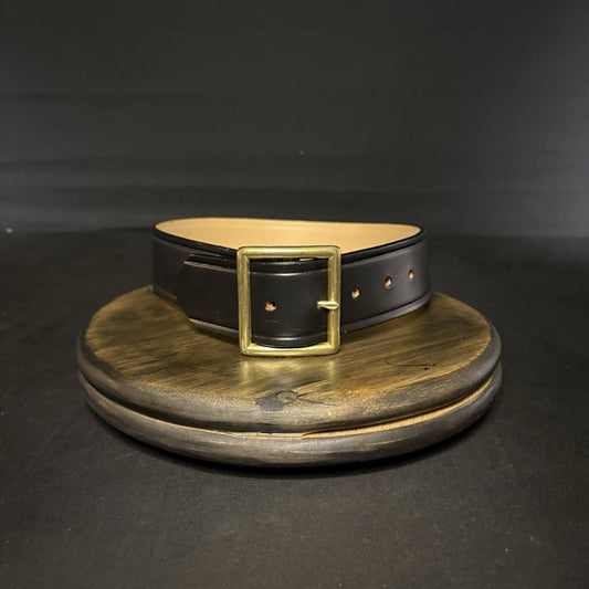 DutyMan Government Duty Belt Size 24” Plain Black Leather Brass Buckle 1611