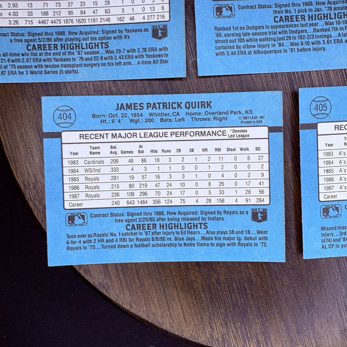 Donruss 1988 High Grade Cards #401, #402, #403, #404, #405 MLB Baseball (Lot 5)