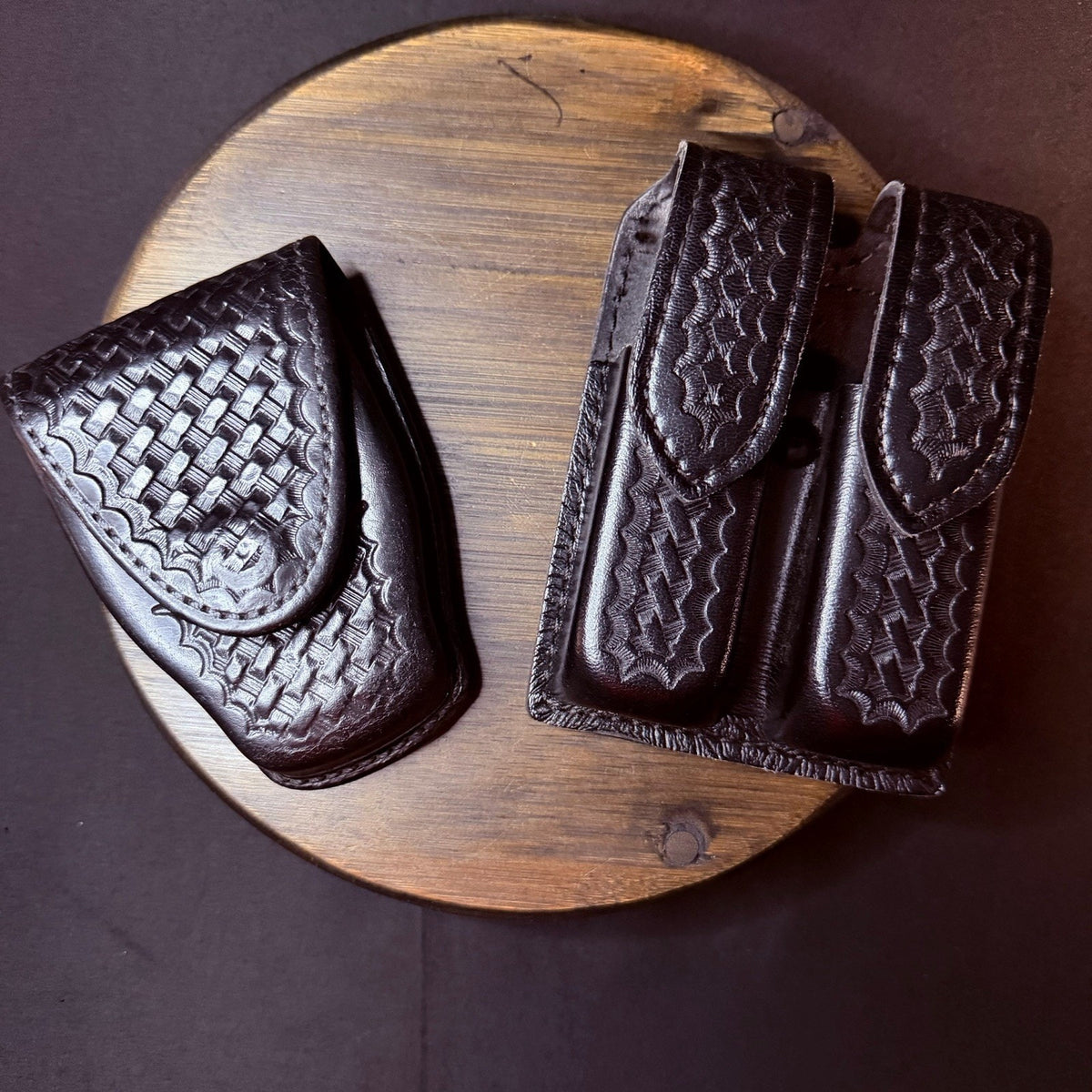 Safariland Double Magazine Pouch GLOCK 20/21 w/ Tex Shoemaker Handcuff Case 204