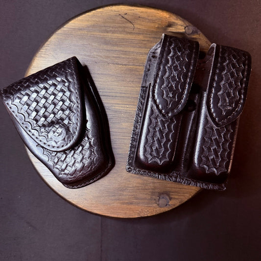 Safariland Double Magazine Pouch GLOCK 20/21 w/ Tex Shoemaker Handcuff Case 204