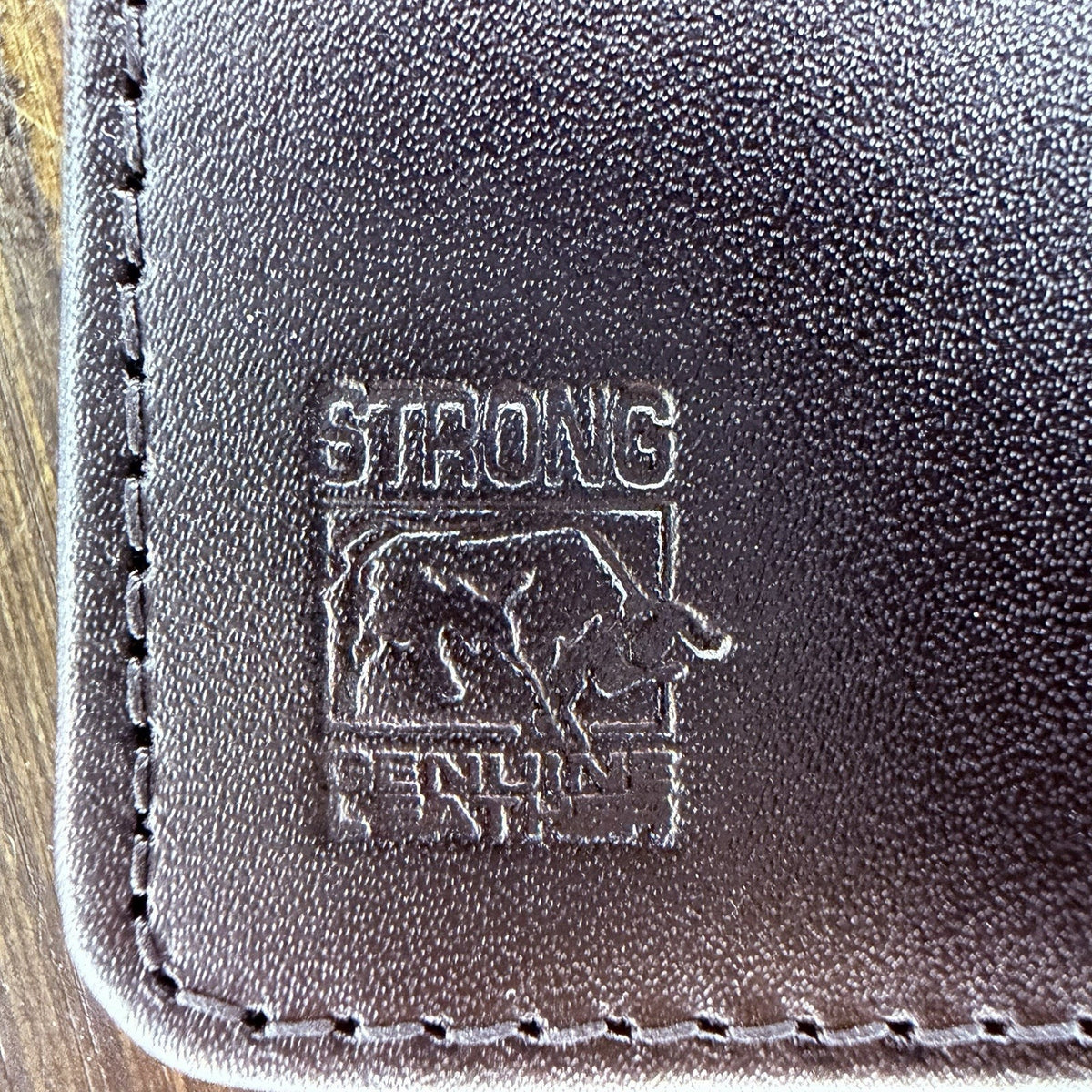 STRONG Badge Bifold Wallet Black Leather With Hidden ID Holder