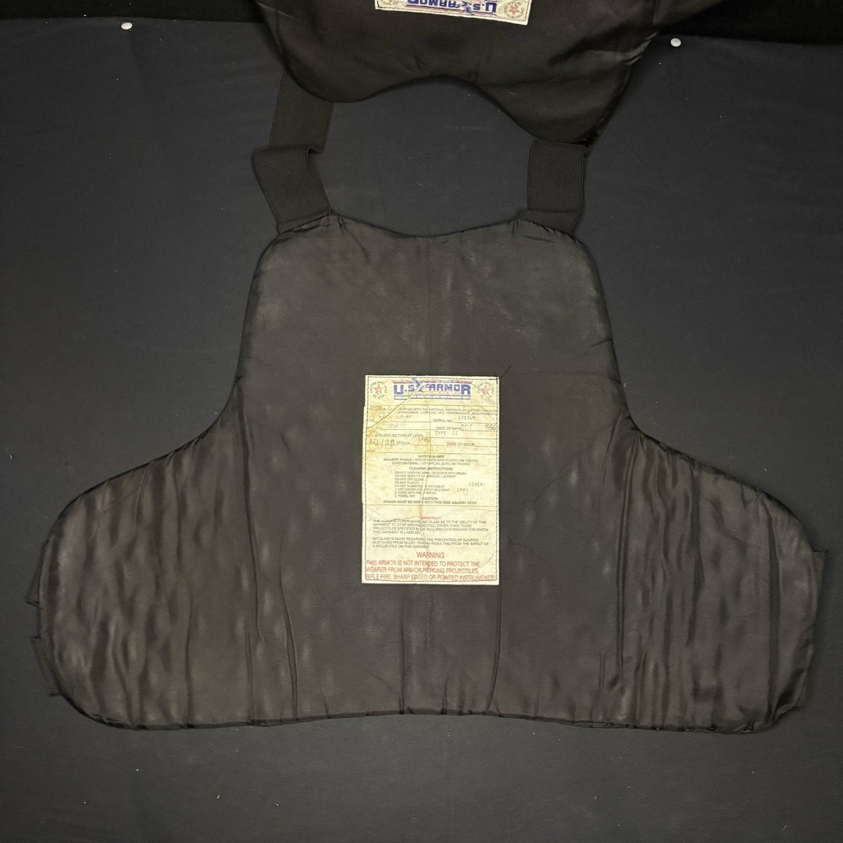 US Armor Ballistic Level 2 II Vest Size XL Made In USA Concealable Bulletproof