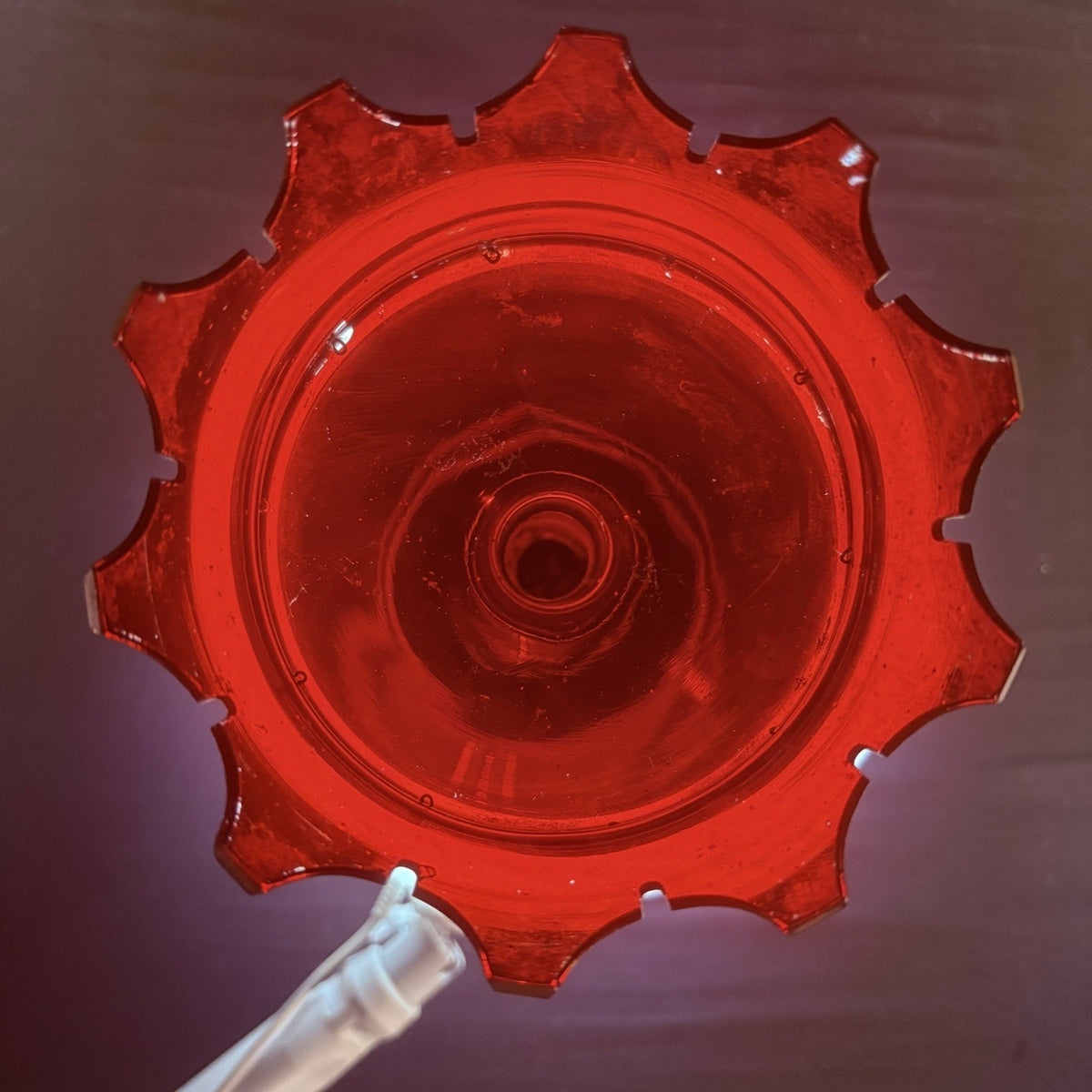19th Century Bohemian Ruby Glass Mantle Luster 1860-1880 12" Tall 6" Diameter