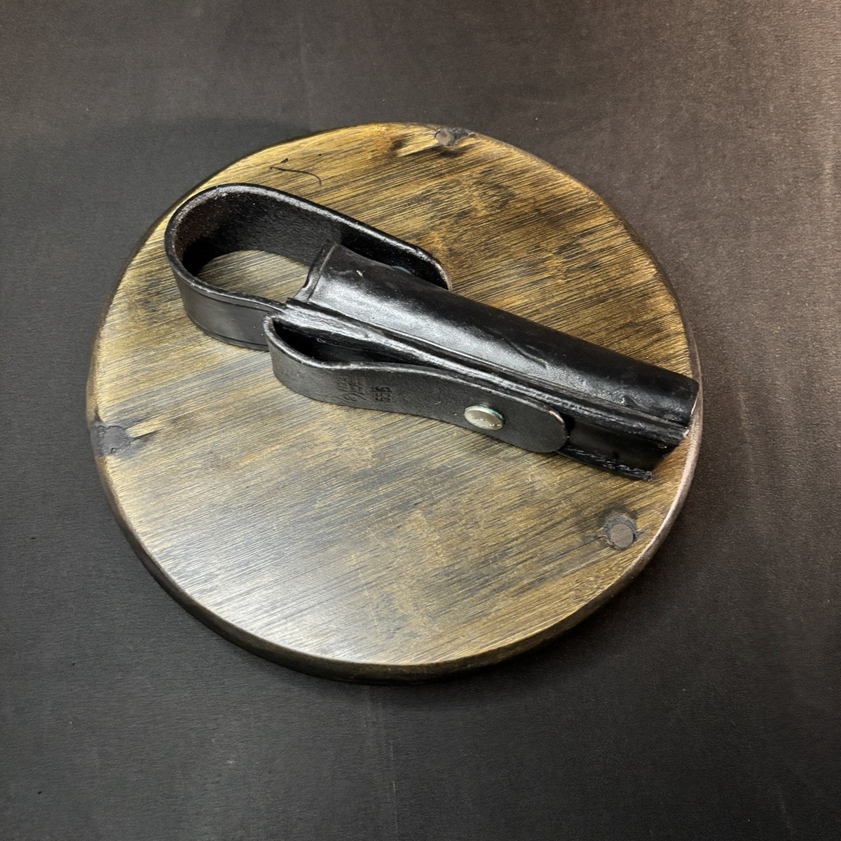 AKER Stinger LED Flashlight Case 8" Duty Holder Plain Black Leather Brass 556