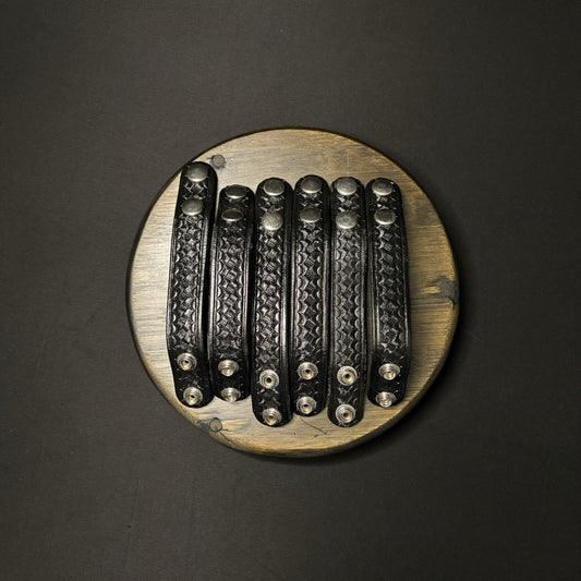 Duty Belt Keeper Basketweave Leather Chrome Double Snap 7.25” Lot of 6 Keepers