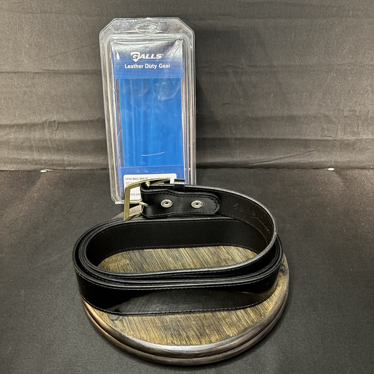 Galls Premium Garrison Belt Size 58" Hi-Gloss Leather 1.75" Brass Buckle LP157