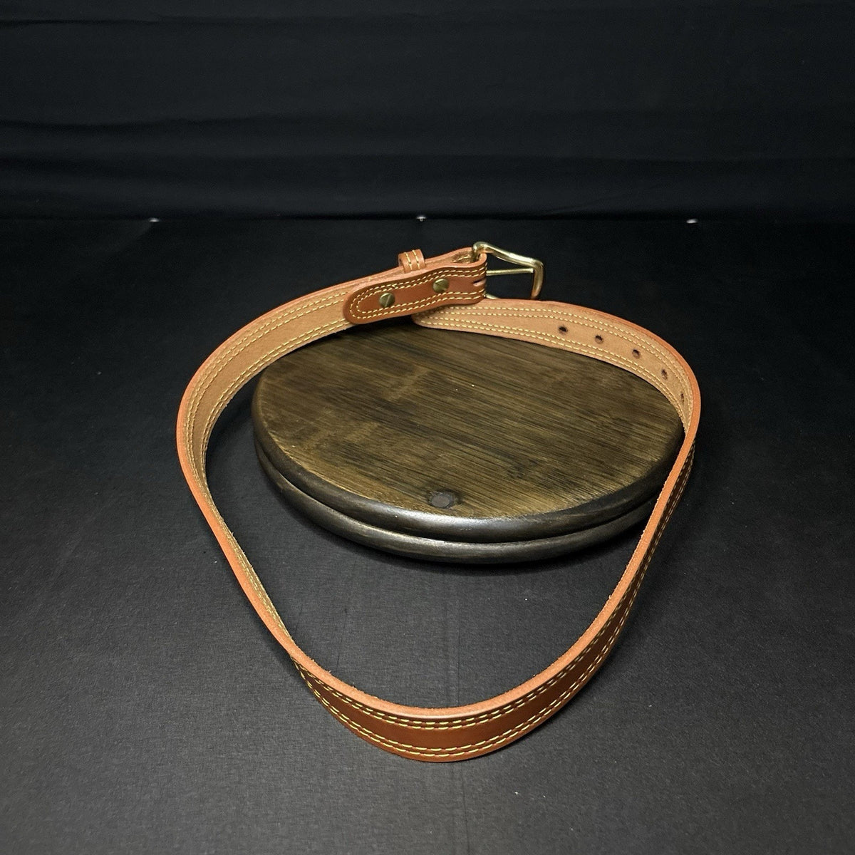 G&G Reinforced Shooter's Belt Size 30" Long 1.50" Wide, Chestnut Brown Gold Line