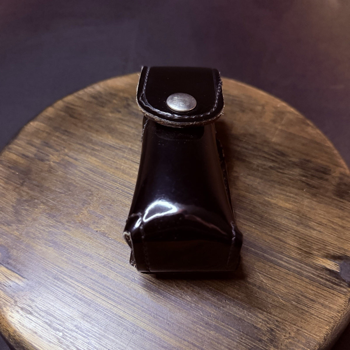 PPCT Mace OC Pouch Leather Plain Black Nickle Snap Duty Belt Pepper Spray Holder