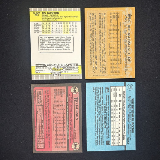 Bo Jackson (Lot Of 4) Trading Cards #285, #750, #540, #220 High Grade