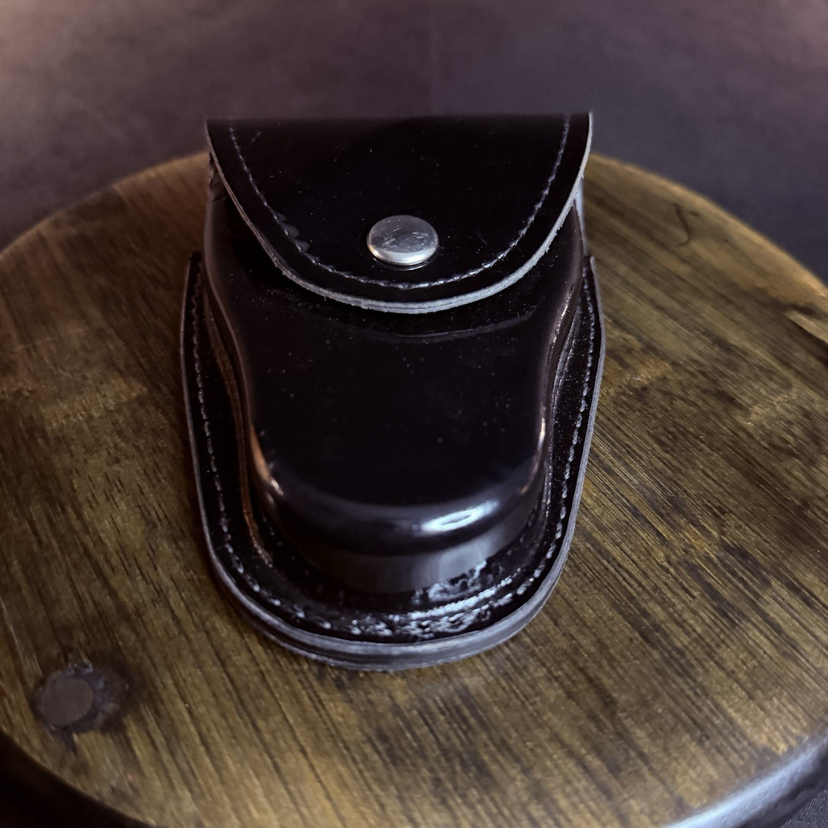 Gould & Goodrich Handuff Case Black High Gloss Leather Nickle Snap H71