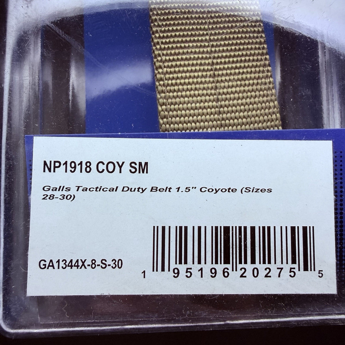 Galls Tactical Web Duty Belt Size Small 28"-30" Metal Buckle 1918 Coyote 1.5"