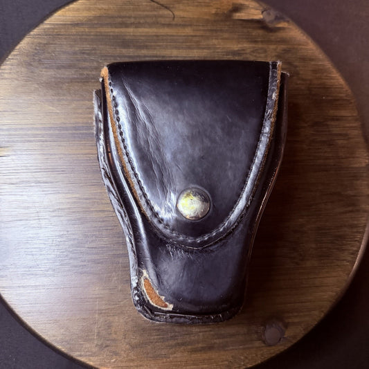 Gould & Goodrich Handuff Case Black High Gloss Leather Nickle Snap C303