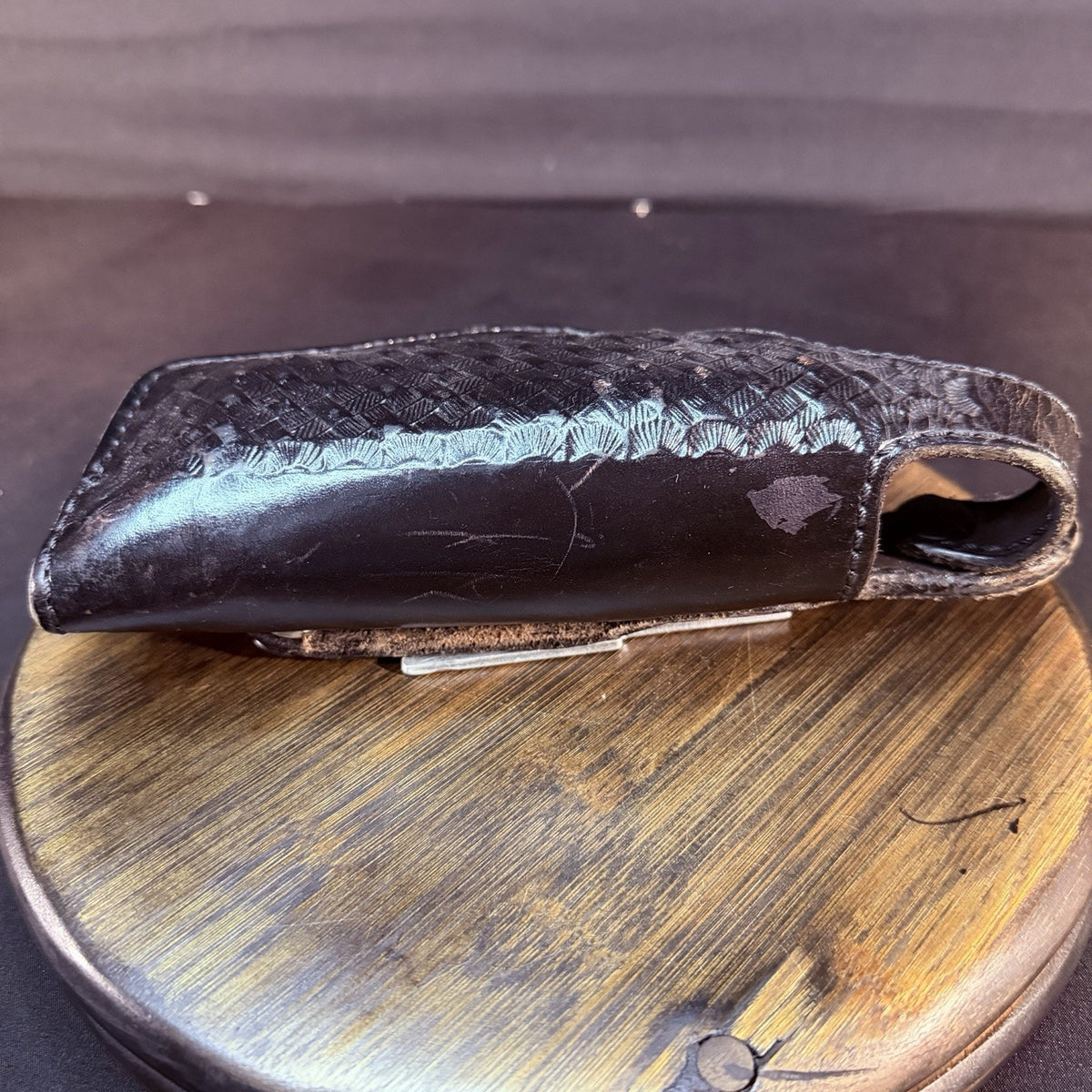 Don Hume X26 Taser Holster RH OWB Leather Basketweave 2.25" Belt Loop USA Made