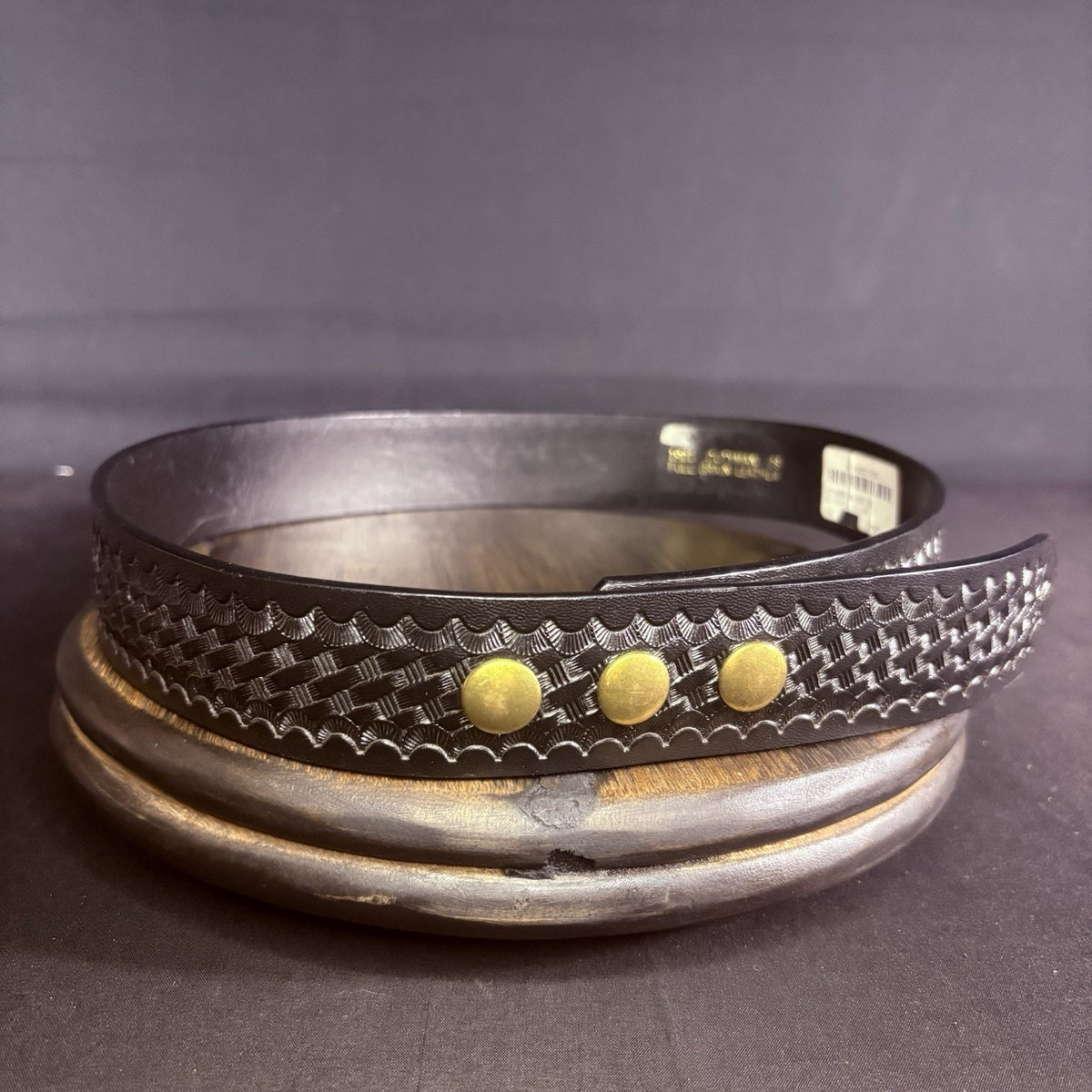 Dutyman Garrison Belt Size 28" With Brass Snap Closure and Basketweave Leather