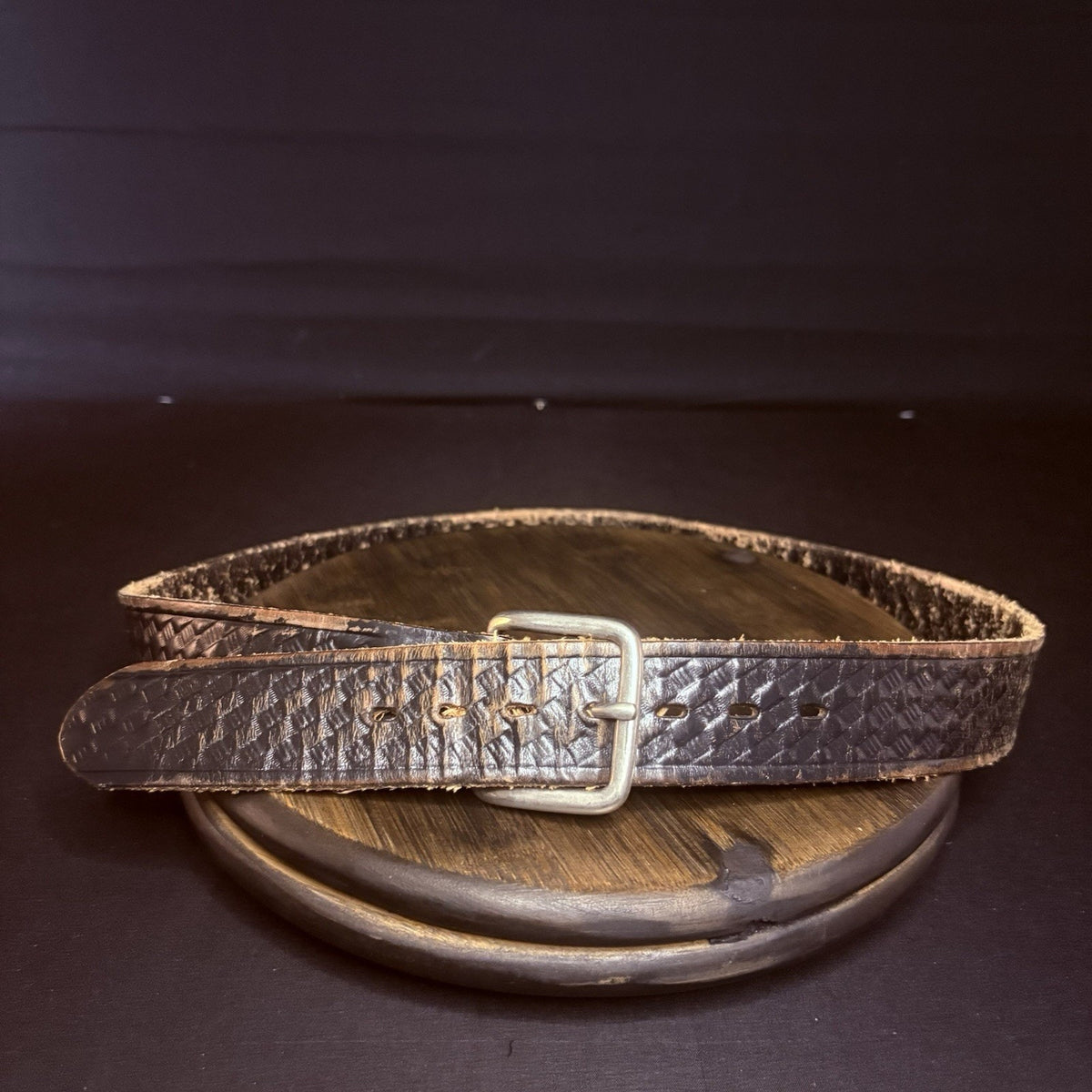 Dutyman Off Duty Belt Size 32" Waist Black Basket Weave Chrome Buckle