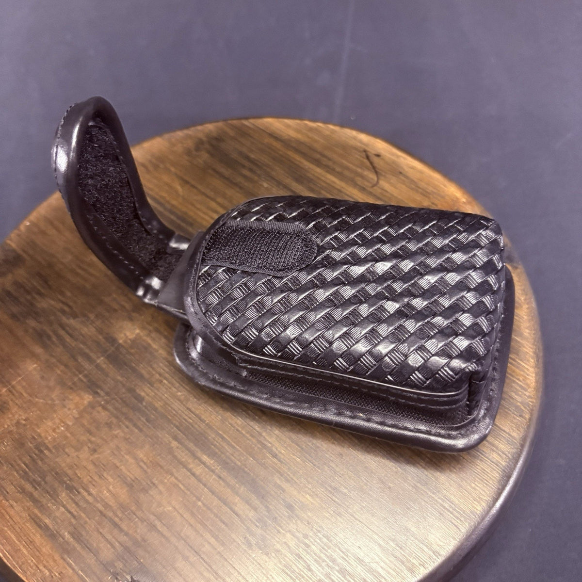 TUFF Leather Utility Recorder, Phone, Camera Pouch Basketweave w/Belt Clip