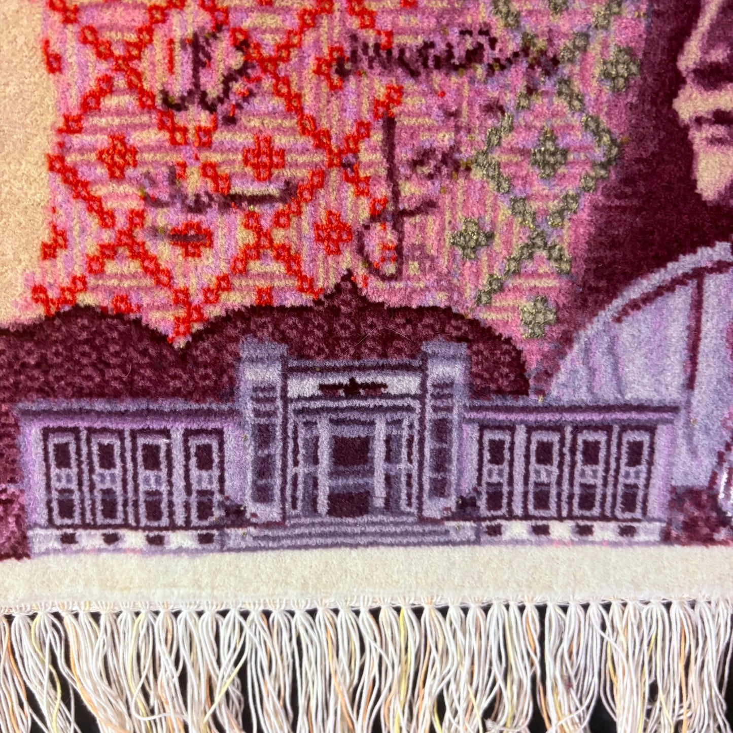 Persian Rug Banknote Tabriz Pictorial Hand Knotted 50 Raj Reza & Mohammed Shah Pahlavi 100 Rials 25in x 13in or 63cm x 33cm w/Rug Hangers