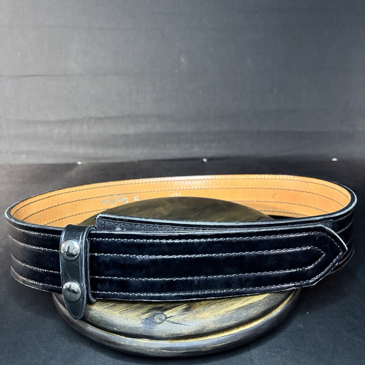 Don Hume Duty Belt Size 32" Hi-Gloss Belt Keeper Quad Stitched Leather B120 2.25