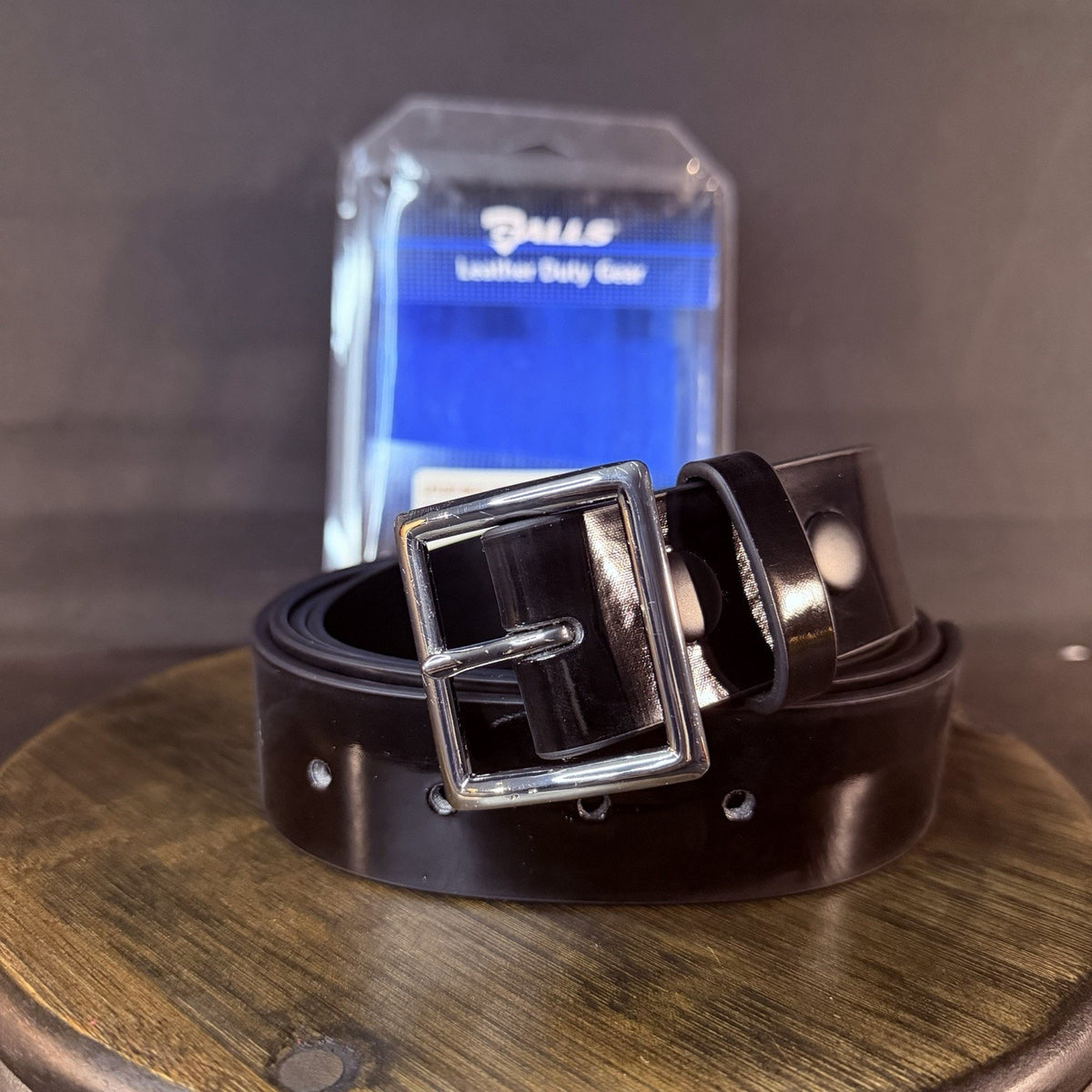 Galls Economy Belt Size 58" Hi-Gloss Black Leather 1.5" Wide Nickel Buckle 1237