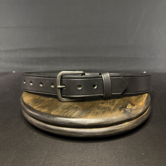 Boston Leather Off-Duty Belt Size 30" Plain Black 1.5” w/ Chrome Buckle USA Made