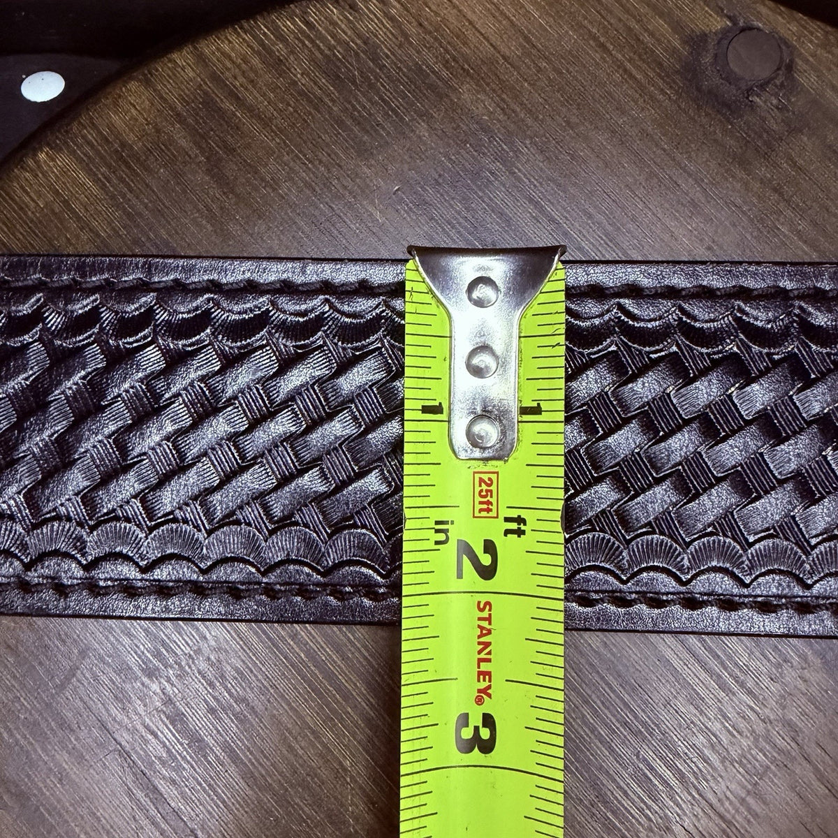 Dutyman River Belt Size 30" Basketweave 2.25" Black Leather Nickle Buckle 1121