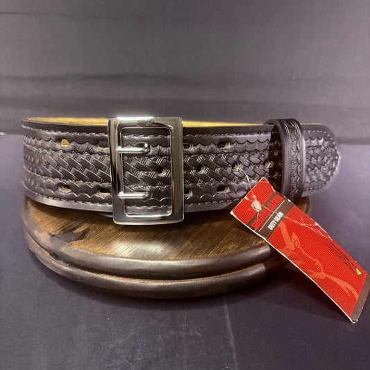 Safariland Model 87 Duty Belt - Size 30" - Sued Lined Basketweave - Black/Chrome