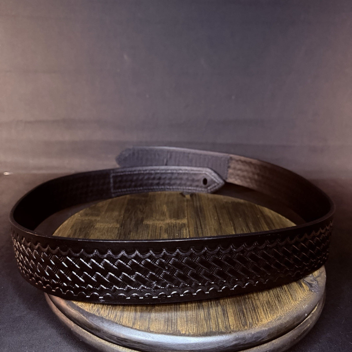 Boston Leather Hook & Loop Duty Belt Size 38" Basketweave Leather 1.75" 6635