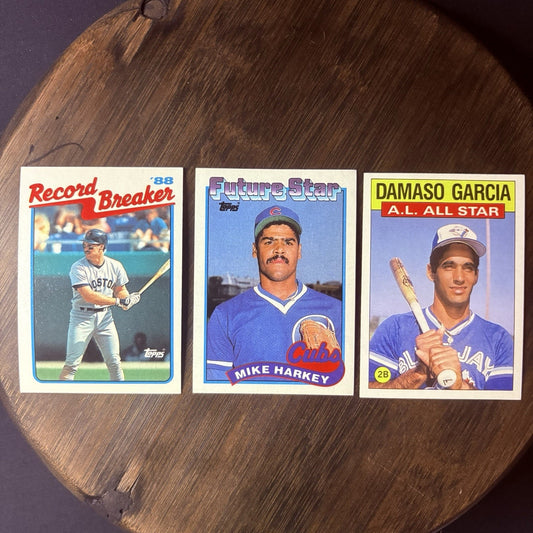 1986-89 Topps MILB Trading Card (Lot Of 3) Mike Harley, Wade Boggs, Damaso Garci