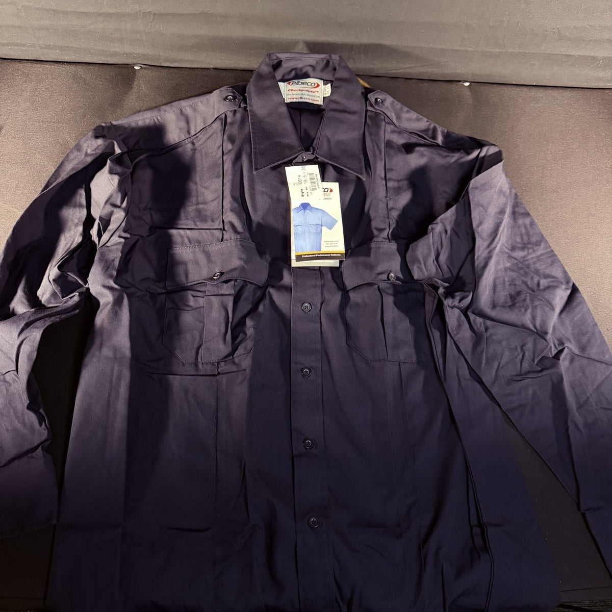 Elbeco Long Sleeve Service Shirt Size 2XL 18.5 Dark Navy Class A Uniform Button