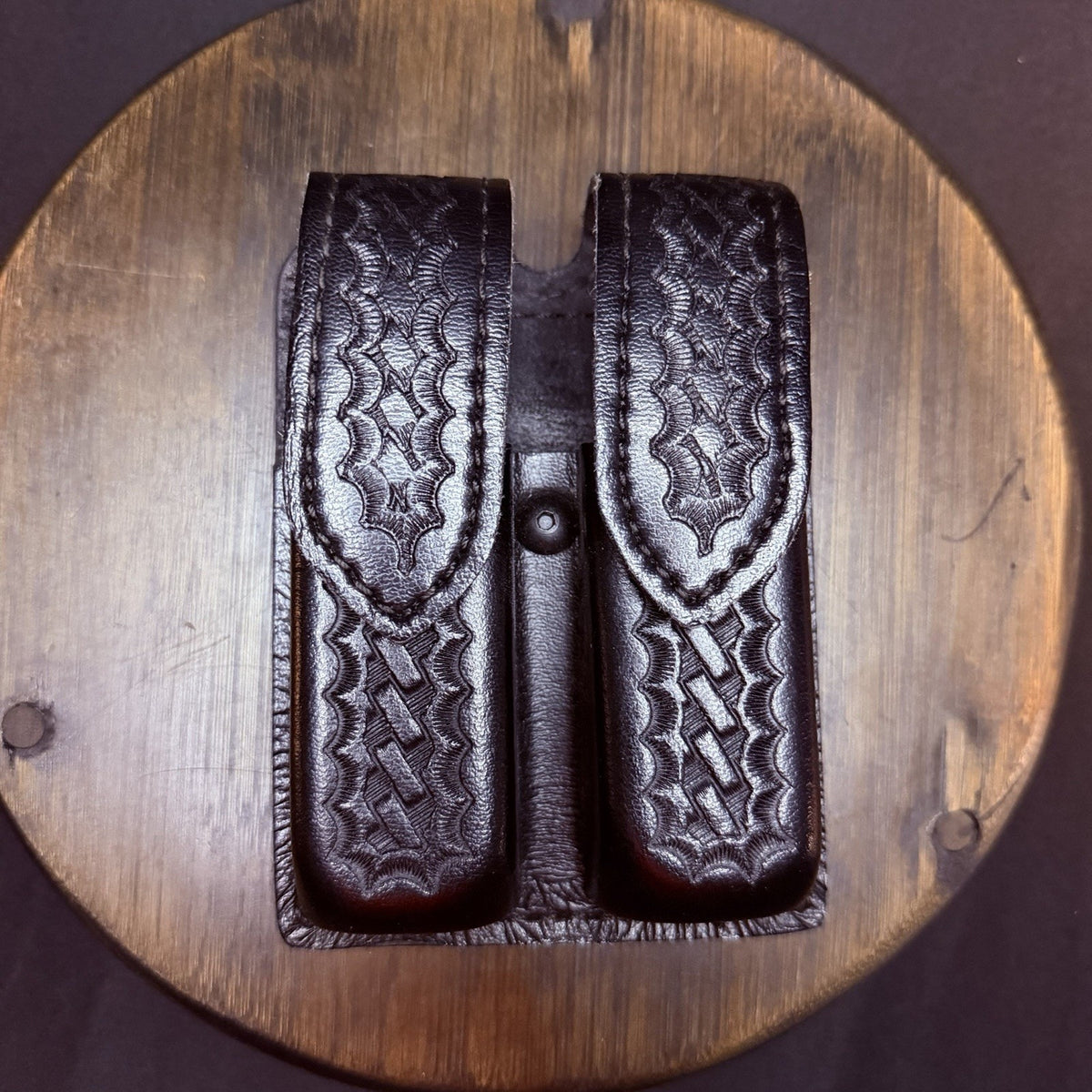Safariland Double Magazine Pouch GLOCK 20/21 Leather 77 Basketweave Hidden Snap