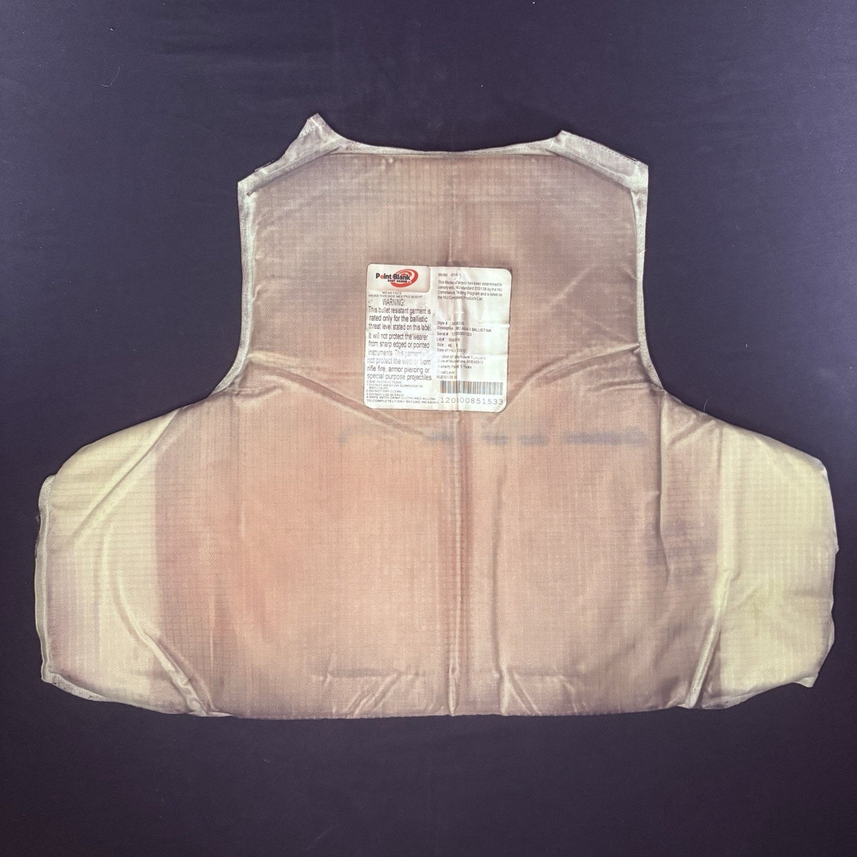 PB Armor 3A Bullet Proof Vest Size Large IIIA Ballistic Concealable Body Armor