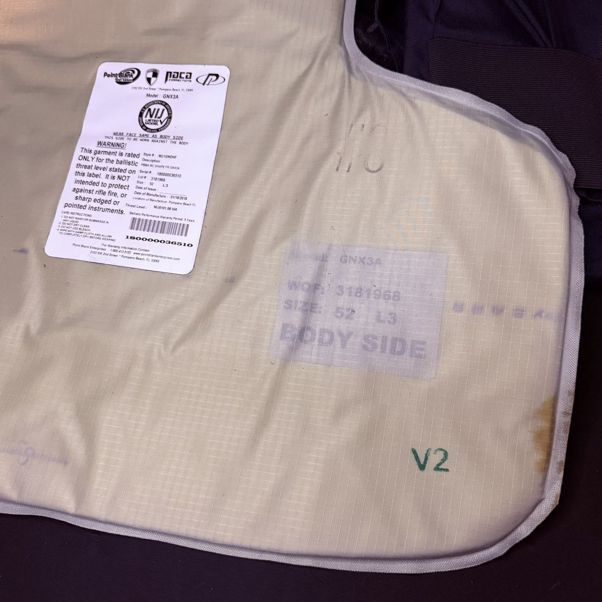PB Tactical 3A Carrier Vest Size XL 52 Long Blue Ballistic IIIA w/Vented Padding