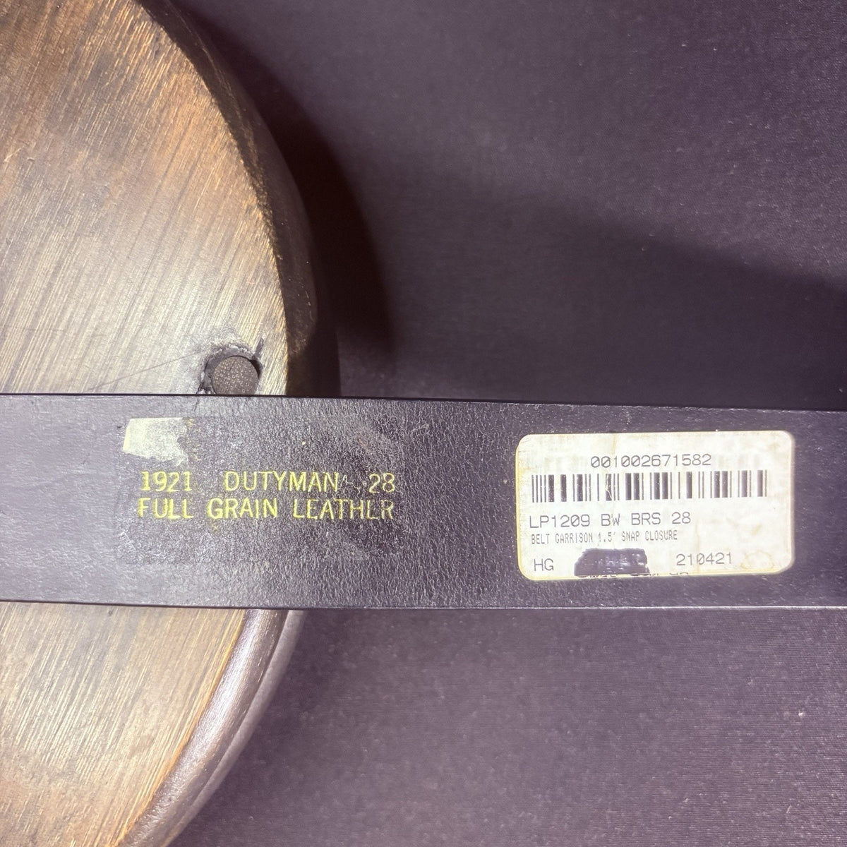 Dutyman Garrison Belt Size 28" With Brass Snap Closure and Basketweave Leather