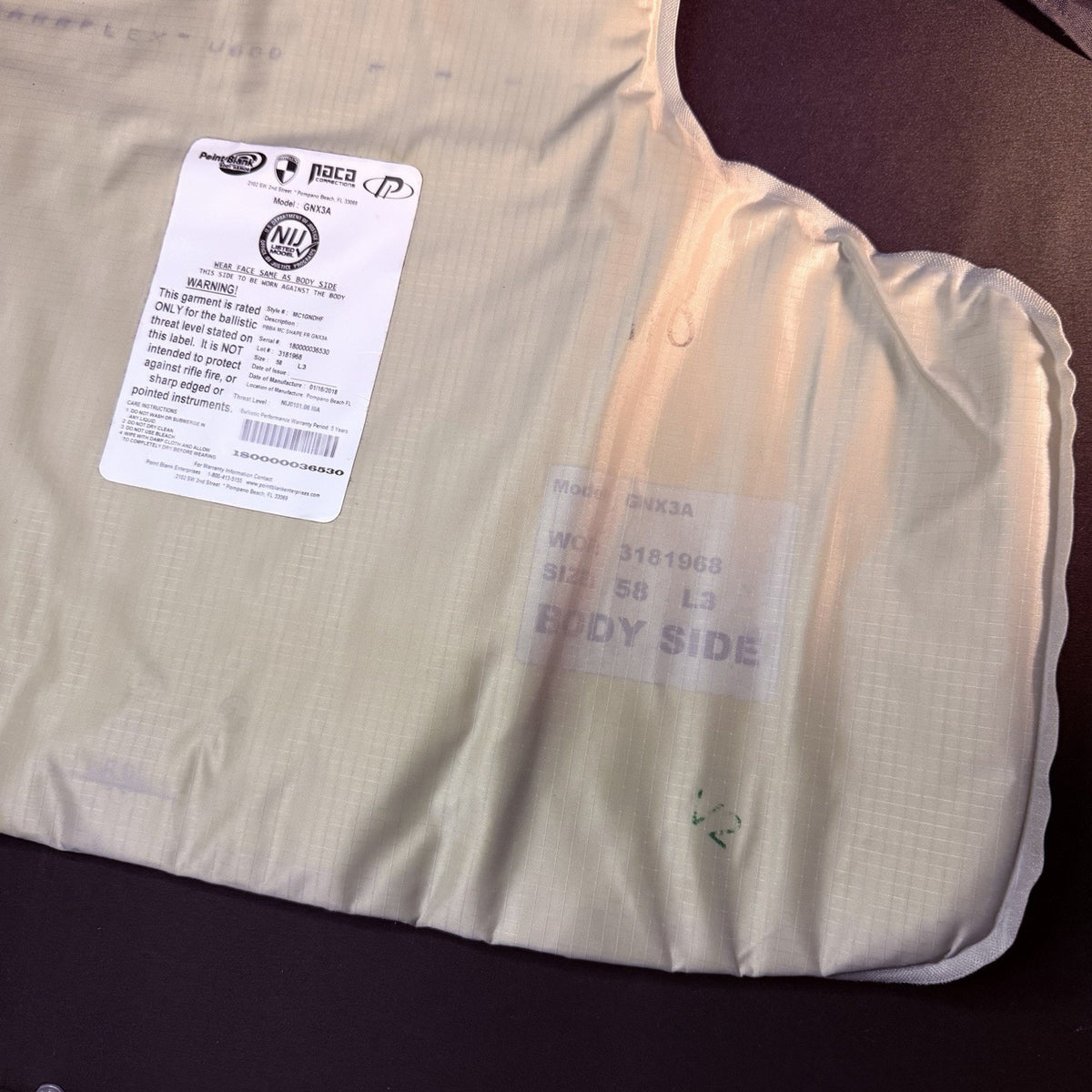 PB Tactical 3A Carrier Vest Size 3XL XXXL 58 Long Ballistic IIIA w/ Padding
