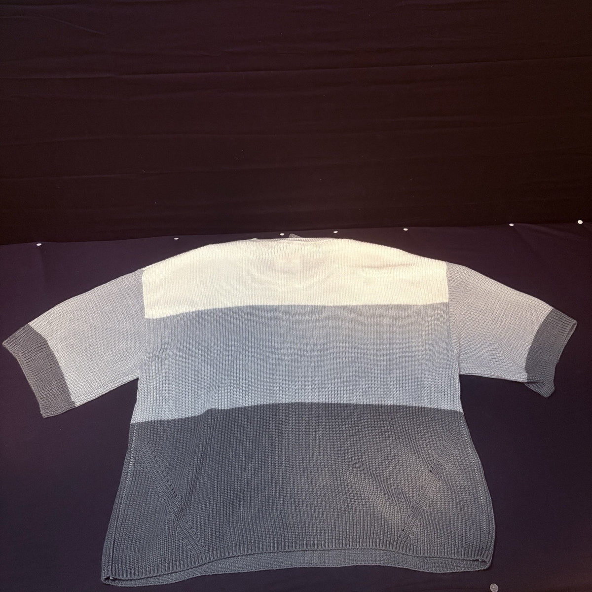 Matty M Sweater Size Women's XXL Colorblock Polyester Crewneck Grey, Blue, White