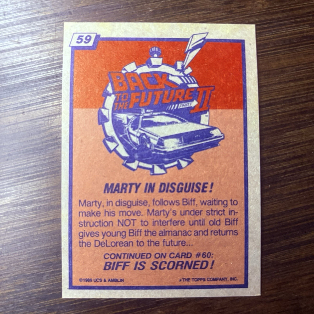 Back To The Future 2 1989 Topps #59 Marty In Disguise, High Grade See Photos