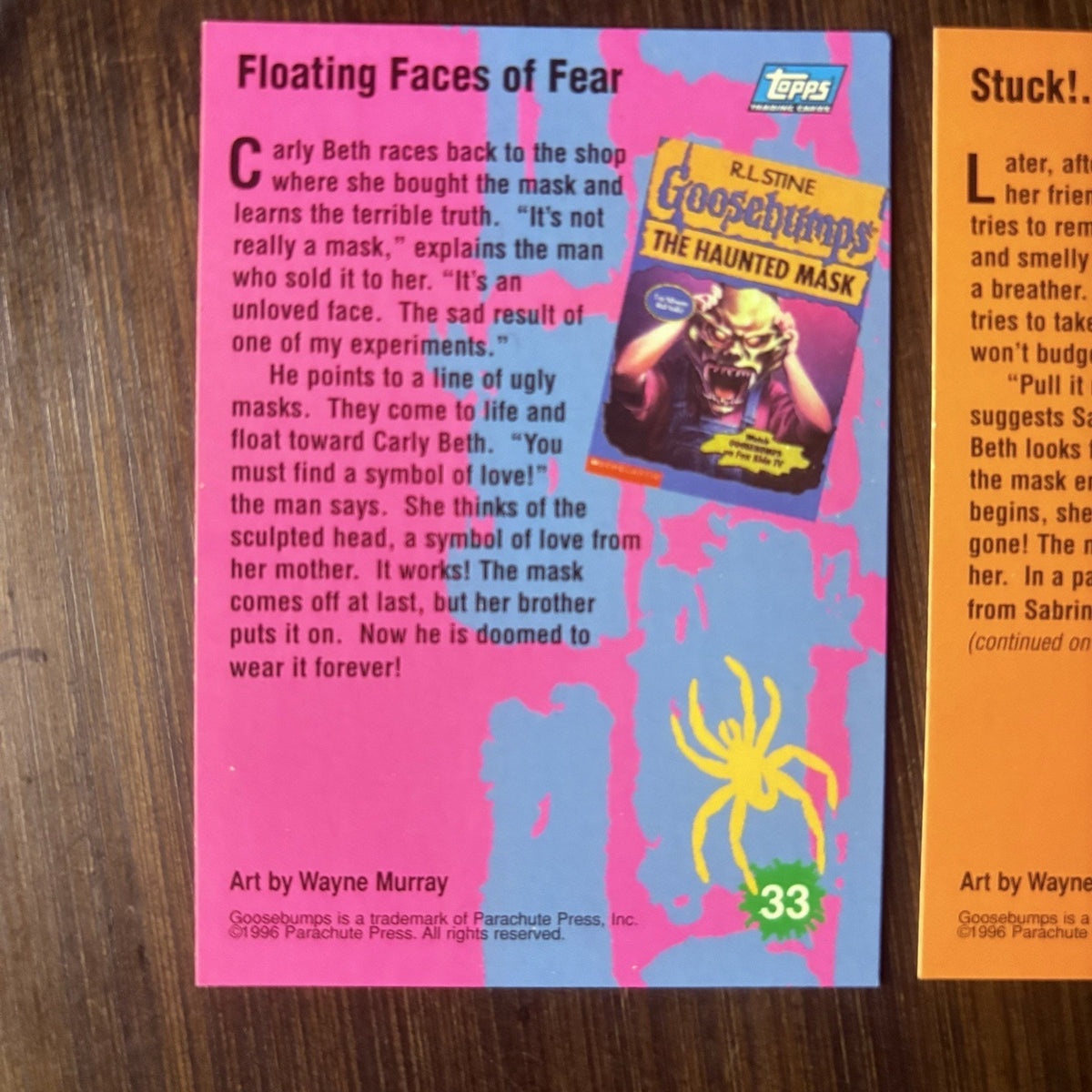 1996 Topps Goosebumps Lot Of (2) "The Mask" Trading Cards All High Grade