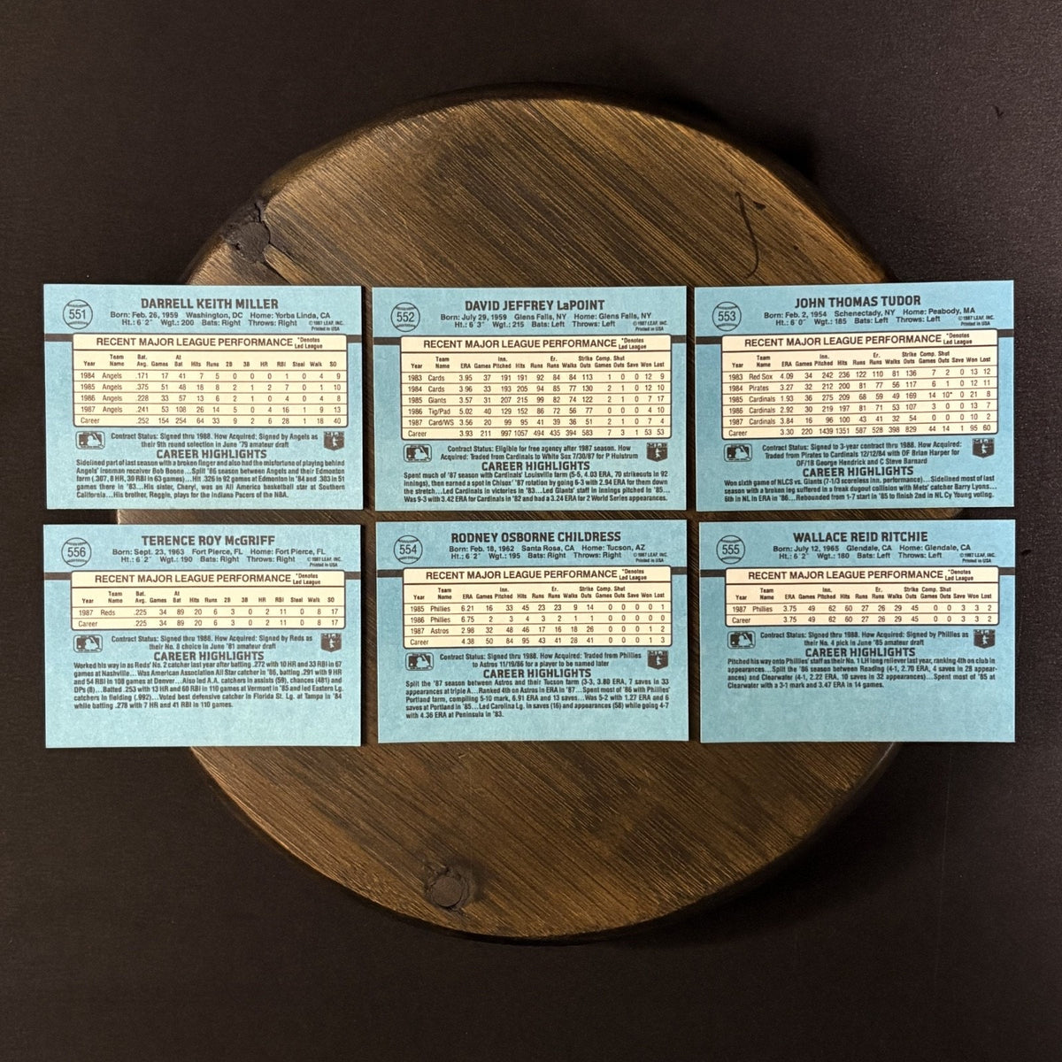 Donruss 1988 High Grade Cards #551, #552, #553, #556, #554, #555 (Lot of 6)